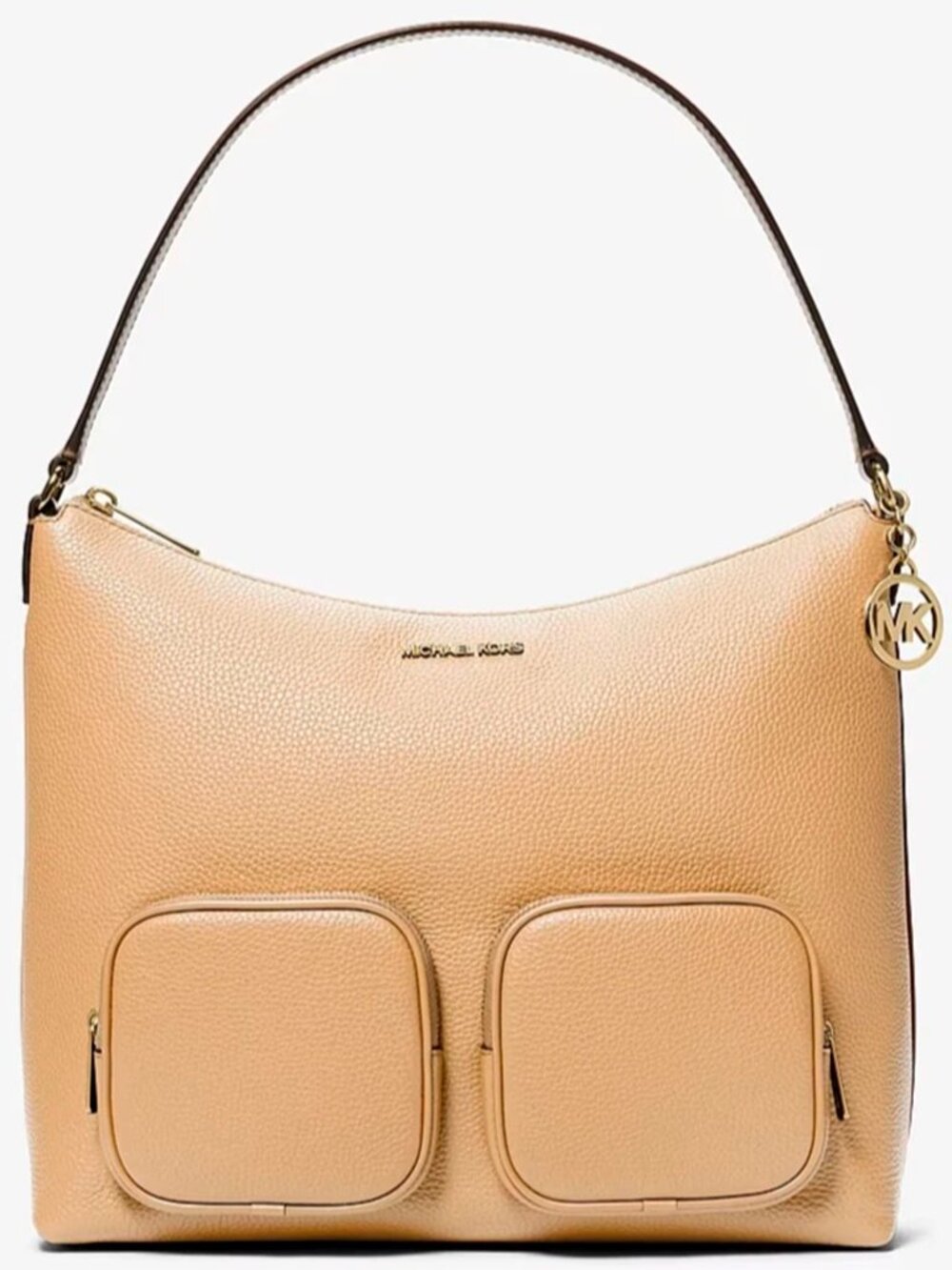 S Michael Kors Merritt Large Camel Beige Leather Cargo Shoulder Bag 35S6G0WL3L